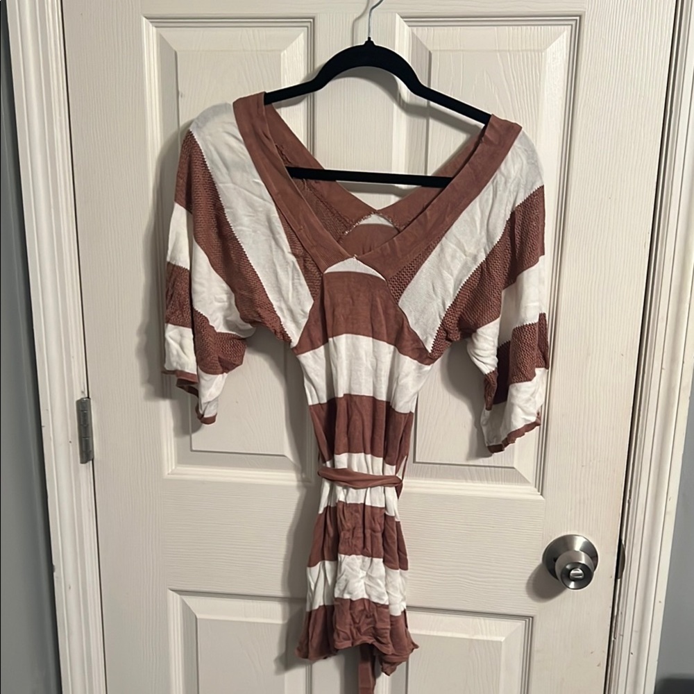 Striped Brown and White Shirt